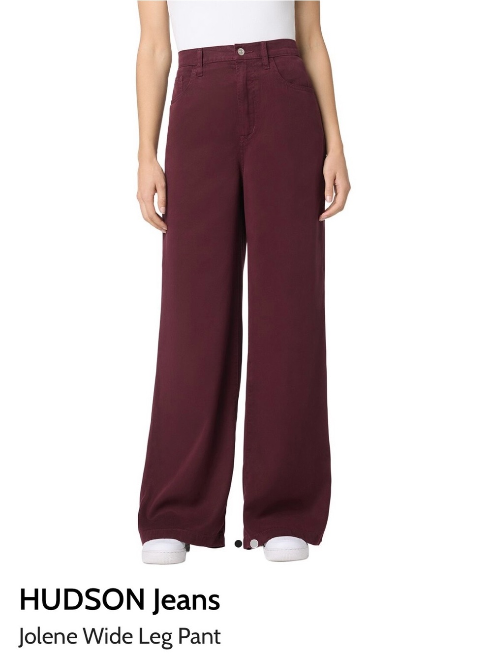 NWT Hudson Burgundy Jolene High Rise Wide Leg Jeans, Size 25.